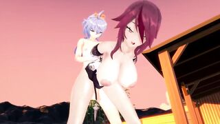 Futa Genshin Impact - Rosaria gets creampied by Ganyu -