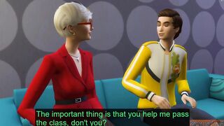 Professor blackmails her college girl for a better grade into the