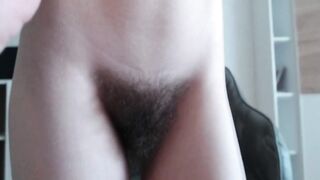 slow unshaved cunt masturbation. Close up orgasm at home
