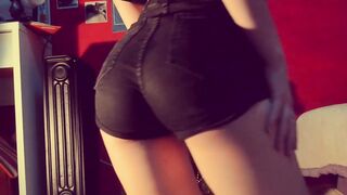 Slim dark haired slim teens riding big black cock toy with booty plug