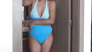 58 year mature latin MILF on beach performance masturbation orgasms