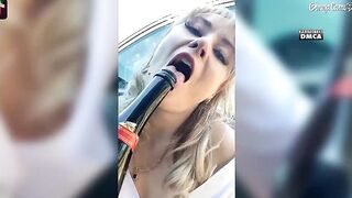 Russian bitch fucks herself into the butt with a bottle!