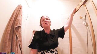 Stepmom fucks stepson inside the restroom after church
