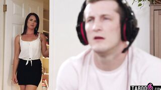milf MILF Riley Jacobs interrupts her stepson having fun a game