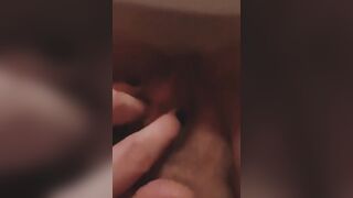 Hot cougar with huge clitoris having fun with bushy bush