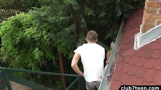Teens Christen banged! inside the garden