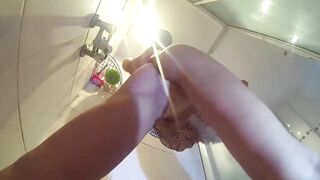 Concealed camera inside the shower room. Young nude chick inside