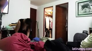 Jerking off into front of Maid then grabbing big titted