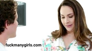 Stepmom strokes sons cock under shower