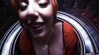 Stepsister and stepson find cougar being stuck into the dryer