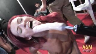 Fucking machine drives dirty spontaneous Russian cougar.