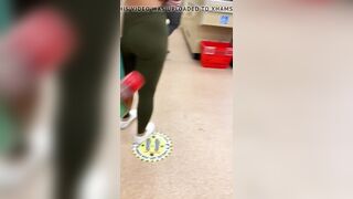 Hispanic Teenie candid booty at grocery store.