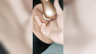 Wifey masturbate and jizzes soak