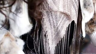 Bae inside rabbit fur coat banged rough