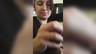Quick fellatio and cum drink + post orgasm sucking off