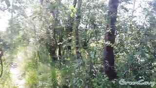 Quick blow job into the woods behind the parking lot