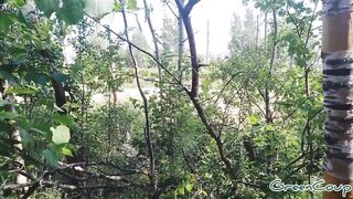 Quick blow job into the woods behind the parking lot