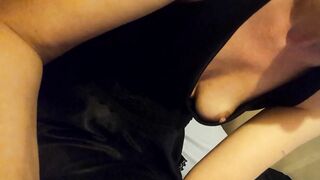 Nipple Slip Braless fiance, forgots nipples out