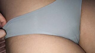 Tight underwear covering unshaved cunt
