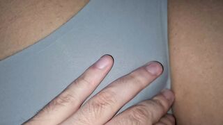 Tight underwear covering unshaved cunt