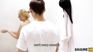 SHAME4K. Boy lets moms babe GF take a shower at