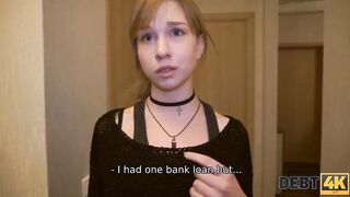 DEBT4k. Man comes to the eighteen Russian debtor and drills