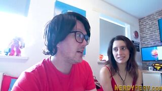 Yorkshire nerd gets blown by european dark hair