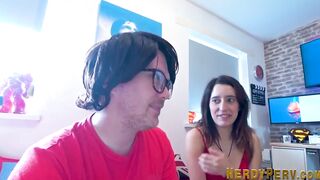Yorkshire nerd gets blown by european dark hair