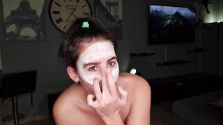 Getting a eye and face cum and piss treatment by