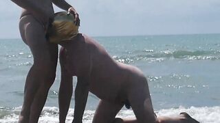 Chastity game on the beach