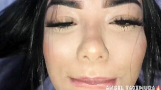 Angel Takemura goddess fucks her hubby while receiving visitors at