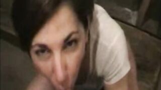 Hot milf sucking hubby dick and get facial