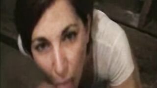 Hot milf sucking hubby dick and get facial