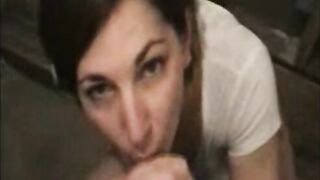 Hot milf sucking hubby dick and get facial