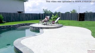 Having Fun Nude into the Pool with Vibrator