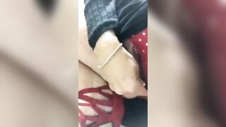 Grandma inside glasses squirts using anal plug