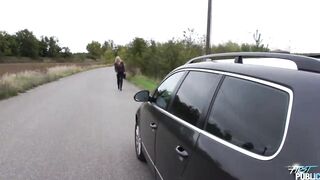 Blonde Nathaly had her first outside fucked inside the vehicle