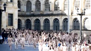 Naked group of chick all together