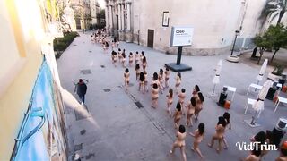 Naked group of chick all together