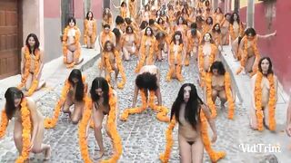 Naked group of chick all together