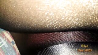 Chubby mom tease you inside double layer shiny stockings