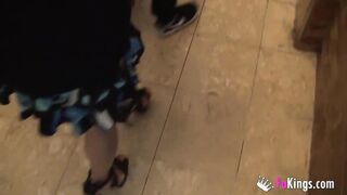 Blonde Vanesa (50) inserts herself a plug into the street