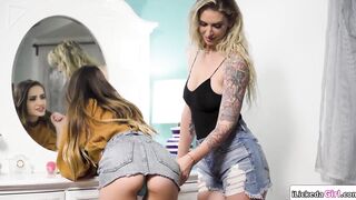 Dyke cougar twat licking stepteen