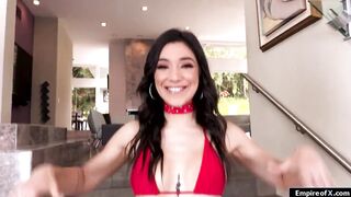 A tiny boobies dark hair Hottie licked then blowbangs 8 long dicks