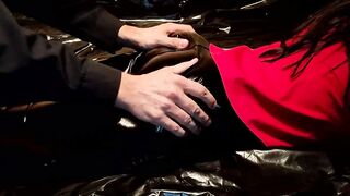 Nailed My Tight Snatch into Ripped Leather Wetlook Pants