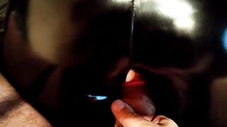 Nailed My Tight Snatch into Ripped Leather Wetlook Pants