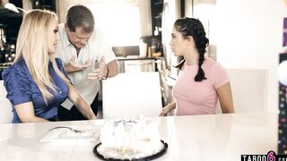 Swapped at birth daughter inside twisted three-way with milf and dad