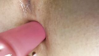 A student kneads her BOOTY with a toy! ANAL MASTURBATI