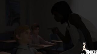 Rich boy has fun with his maid and his professor.