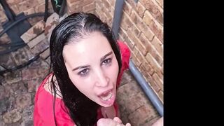 getting my dick blown after giving piss facial inside back